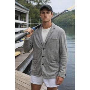 Vintage Ralph Lauren Rugby Sweater Gray Big Logo Varsity Ivy Knit Large